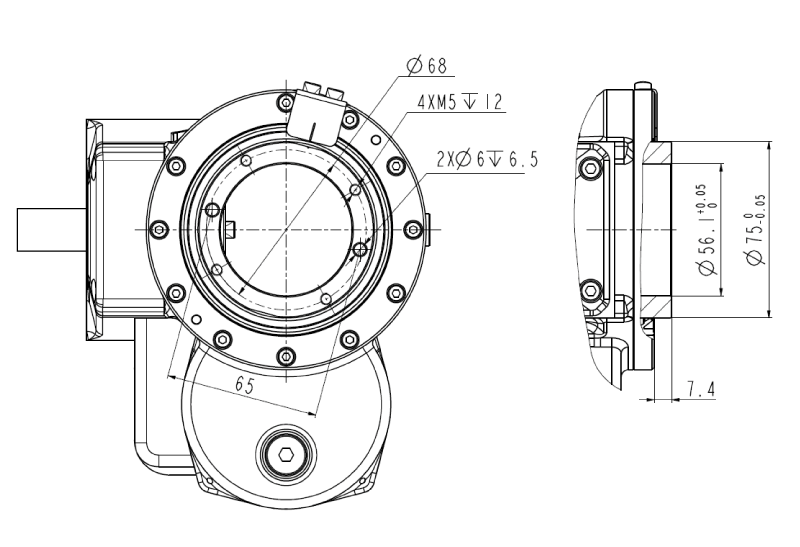 DIMENSION CHART OF ROBOT END-MOUNTED VBRH4-1A